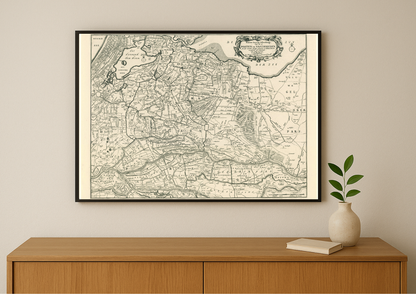 Kaart van de provincies Holland, Utrecht en Gelderland met de vestingen en forten gebouwd tijdens de oorlog in 1672